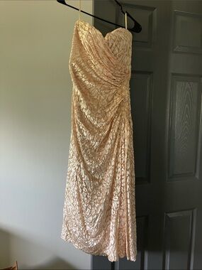 Cache Strapless Blush-Peach Draped Evening Dress